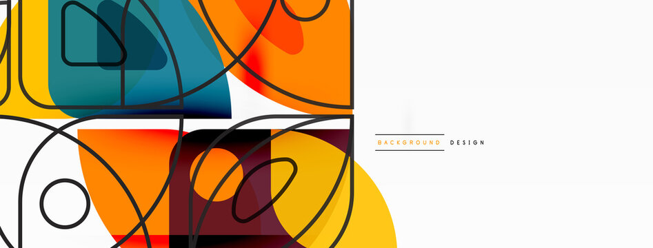 Lines, squares, circles and triangles. Geometric abstract background for wallpaper, banner, background, presentation or landing page