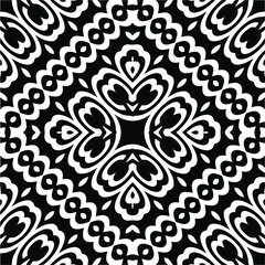 
Abstract geometric seamless pattern.  Black and white vector background. monochrome mandala.