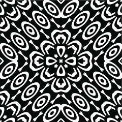 
Abstract geometric seamless pattern.  Black and white vector background. monochrome mandala.