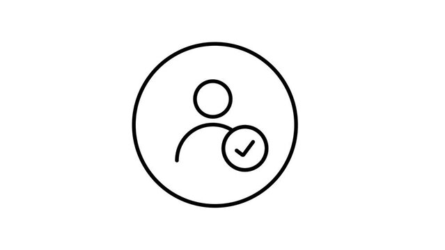 User check line icon inside circle, user approved, line icon video animation.
