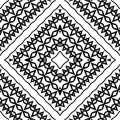 Abstract geometric seamless pattern.  Black and white vector background. monochrome mandala.