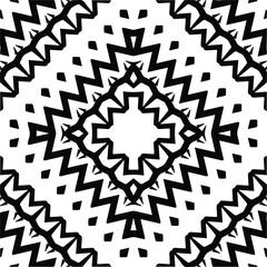 Abstract geometric seamless pattern.  Black and white vector background. monochrome mandala.