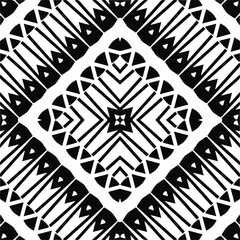 Abstract geometric seamless pattern.  Black and white vector background. monochrome mandala.