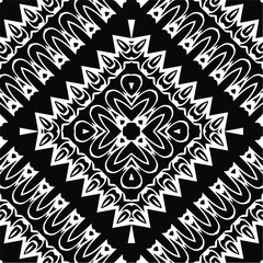 Abstract geometric seamless pattern.  Black and white vector background. monochrome mandala.