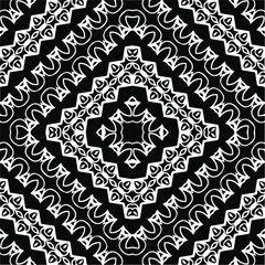 Abstract geometric seamless pattern.  Black and white vector background. monochrome mandala.