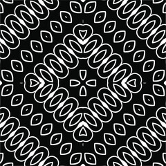 Abstract geometric seamless pattern.  Black and white vector background. monochrome mandala.