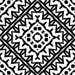 Abstract geometric seamless pattern.  Black and white vector background. monochrome mandala.