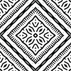 Abstract geometric seamless pattern.  Black and white vector background. monochrome mandala.