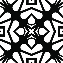 Abstract geometric seamless pattern.  Black and white vector background. monochrome mandala.