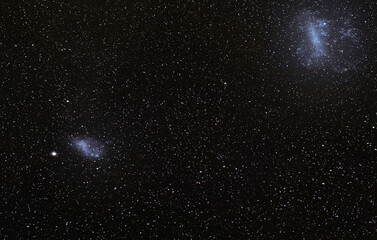 The Magellanic Clouds. Two irregular dwarf galaxies in the southern celestial hemisphere,...