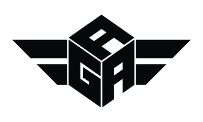 AGA three letter gaming logo in polygon cube shape logo design vector template. wordmark logo | emblem logo | monogram logo | initial letter logo | sports logo | minimalist logo | typography logo |