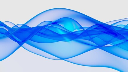 Abstract of blue wave in a spiral against a white background. Concept image of technological innovations, strategies and revolutions . 3D illustration. 3D CG.