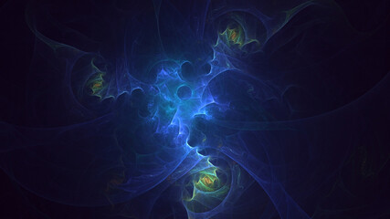 3D rendering abstract multicolor fractal light background