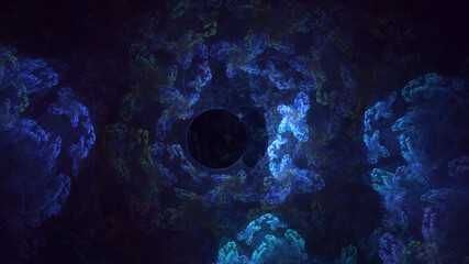 3D rendering abstract multicolor fractal light background