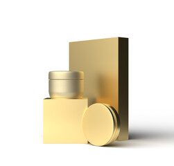 Blank gold cosmetic packaging 3d render