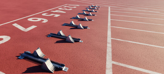 athletics running track, 3d rendering