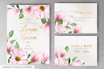 Elegant Magnolia Arrangement Floral Wedding Invitation Card Template