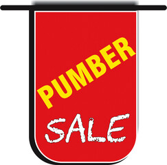 Bumper sale banner sticker with red banner on wall background vector illustration.
