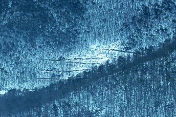 View of nature near the railway in winter season of Japan