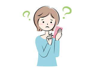 スマホを操作する女性　困る　悩む　疑問