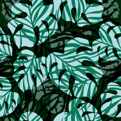 Jungle leaves seamless tropical pattern