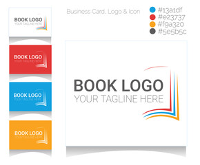 Company logo with color code and slogan. Education, institute or organizational logo design idea for company or corporate. Digital book icon