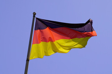 flag german National state flag on wind mat germany with blue sky