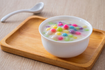 Colorful ball flour in coconut milk (Bua Loi), Thai dessert.