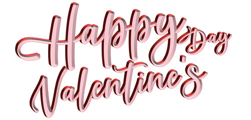 Naklejka na ściany i meble Happy Valentines Day 3D Text fonts, Congratulation Banner 3D text