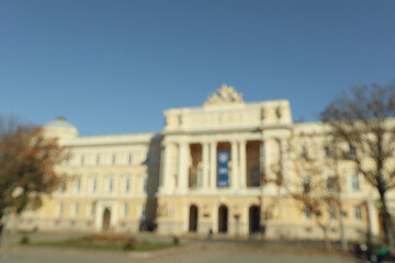 Fototapeta na wymiar Lviv, Ukraine - 20 october 2021: Blurred photo of Ivan Franko National University of Lviv