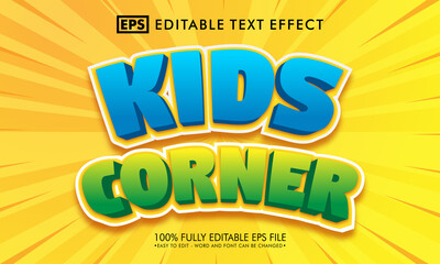 Kids corner editable text effect