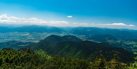 View from Velky Choc hill in Chocske vrchy mountains in Slovakia