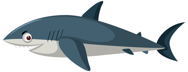 Cute shark cartoon character isolated
