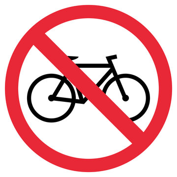 Rotes Schild zeigt: Radfahren verboten