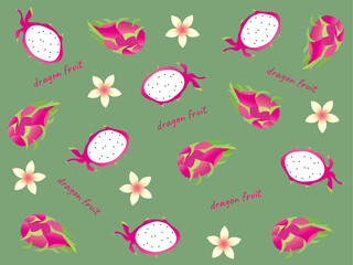 ドラゴンフルーツとプルメリアの可愛い壁紙