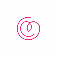 letter c thread love shape decoration symbol logo vector