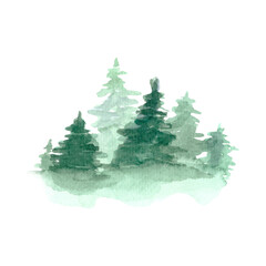 Watercolor forest trees stains. High quality illustration