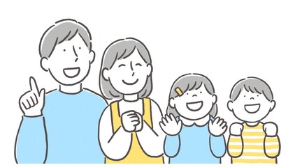 笑顔の４人家族