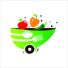 delivery food and grocery logo vector design