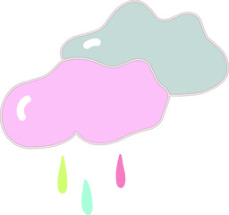 Colorful rainy clouds illustration on a white background