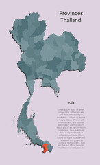 Vector map country Thailand and province Yala