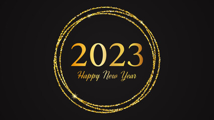 2023 Happy New Year gold background
