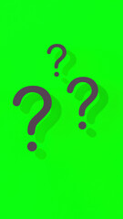Question marks with shadow on yellow background.Technical support. Answers to questions. Vertical image. 3D image. 3D rendering.