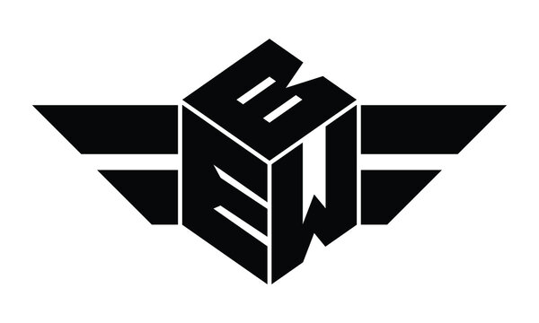 BEW three letter gaming logo in polygon cube shape logo design vector template. wordmark logo | emblem logo | monogram logo | initial letter logo | sports logo | minimalist logo | typography logo |