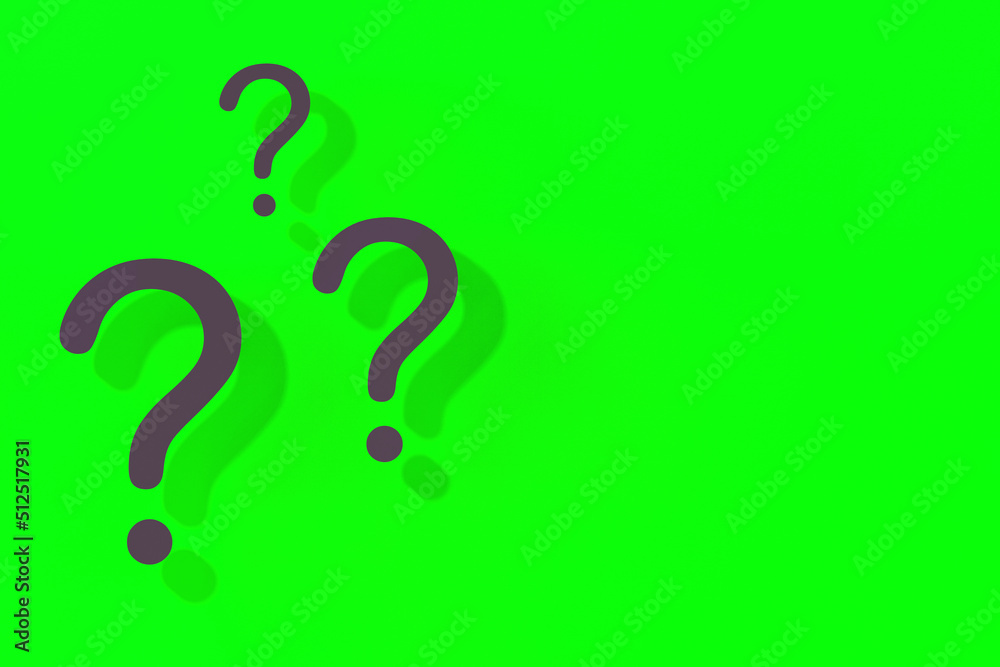 Fototapete question marks with shadow on green background.technical support. answers to questions. horizontal i