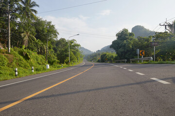 Asphalt road to the mountain
