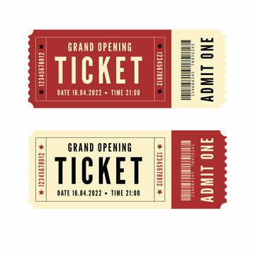Retro vintage simple tickets for events, theater, circus and cinema