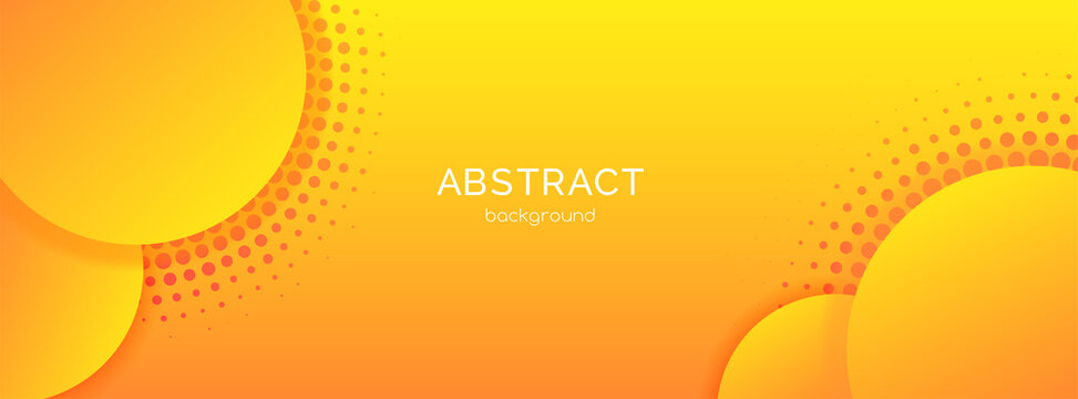 Yellow gradient abstract vector long banner template. Minimal business background with circles, halftone and copy space for text. Facebook header