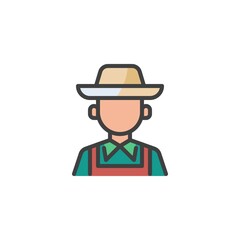 Farmer, gardener filled outline icon
