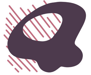 Hand drawing blob and parallel graphic lines hip organic art abstract element